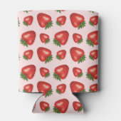 Aardbeienvruchtenpatroon op roze met aangepaste na blikjeskoeler (Achterkant)