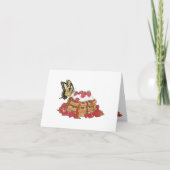 Aardbeienwafels en vlinderkunst blanco bedankkaart (Voorkant)