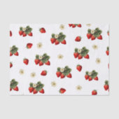 Aardbeienweefselpapier met bloesems op wit tissuepapier (Voorkant)