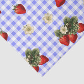 Aardbeienweefselpapier op blauwe gingham tissuepapier (Detail)