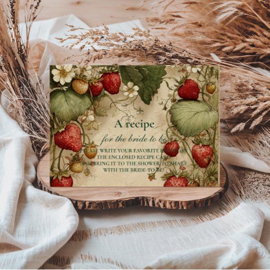 Aardbeienweide Vintage Bruiloftsborrel Bedankkaart