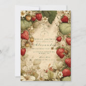 Aardbeienweide Vintage Bruiloftsuitnodiging Kaart (Voorkant)