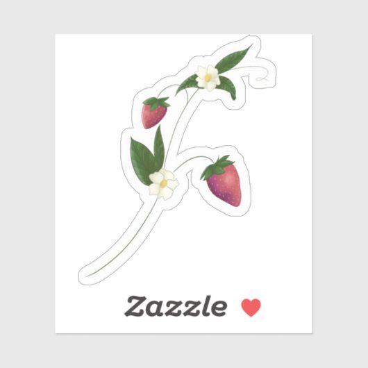 Aardbeienwijn met bloemetjes sticker (Vel)