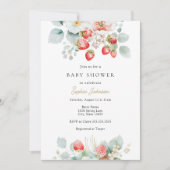 Aardbeienwijnstokken bessenzoet Baby shower Kaart (Voorkant)