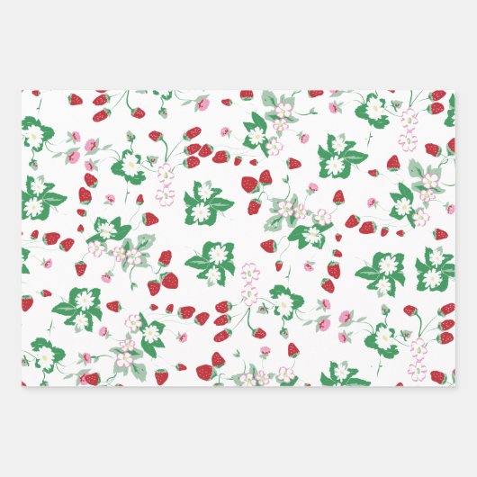 Aardbeienwijnstokken die Document Bladen verpakken Inpakpapier Vel (Voorkant 2)