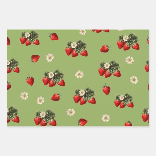 Aardbeienwikkelpapier op mosgroen inpakpapier vel (Voorkant 2)
