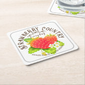 Aardbeienwit Kartonnen Onderzetters (Schuin)