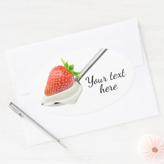 Aardbeienyoghurt Ovale Sticker (Envelop)