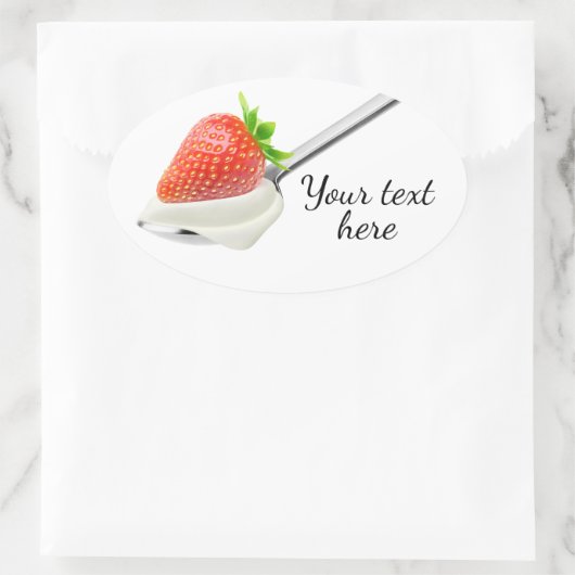 Aardbeienyoghurt Ovale Sticker (Tas)
