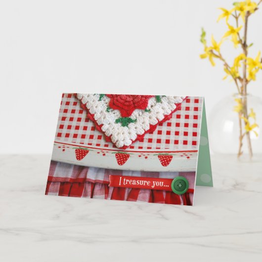  aardbeienzegeningen - "I Treasure You" Kaart (Gele Bloem)