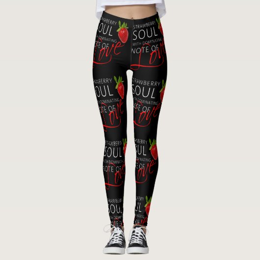Aardbeienziel zwart leggings (Voorkant)