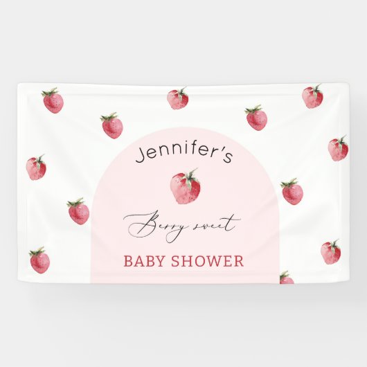 Aardbeienzoet baby shower spandoek (Horizontaal)