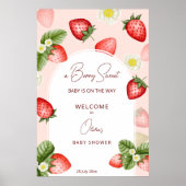 Aardbeienzoet baby shower welkomstbord poster (Voorkant)