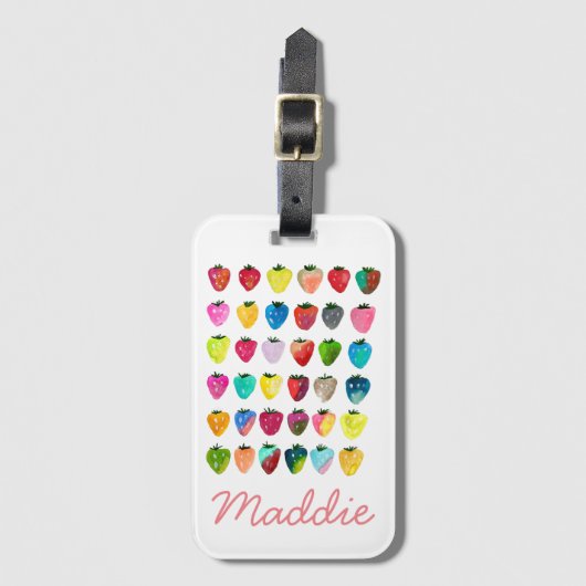 Aardbeienzoetheid waterverf schattige vruchten bagagelabel (Voorkant (verticaal))