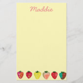 Aardbeienzoetheid waterverf schattige vruchten briefpapier (Voorkant)