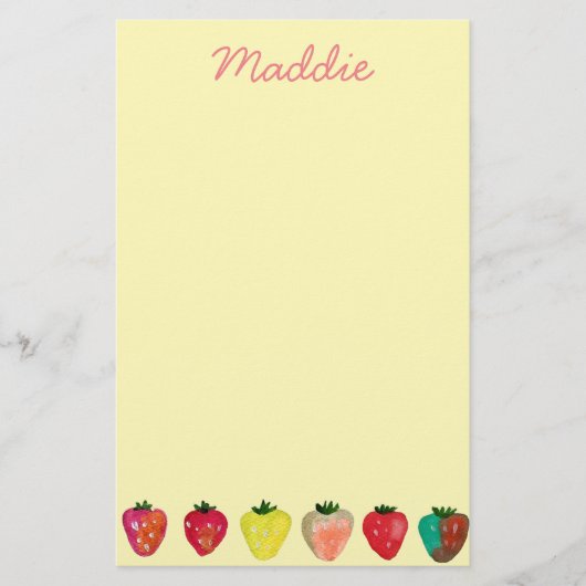 Aardbeienzoetheid waterverf schattige vruchten briefpapier (Voorkant)