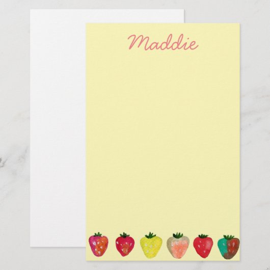 Aardbeienzoetheid waterverf schattige vruchten briefpapier (Voorkant / Achterkant)