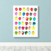 Aardbeienzoetheid waterverf schattige vruchten canvas afdruk (Insitu (Houten vloer))