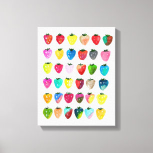 Aardbeienzoetheid waterverf schattige vruchten canvas afdruk