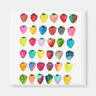 Aardbeienzoetheid waterverf schattige vruchten magneet