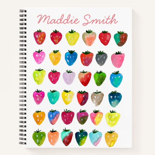 Aardbeienzoetheid waterverf schattige vruchten notitieboek (Voorkant)