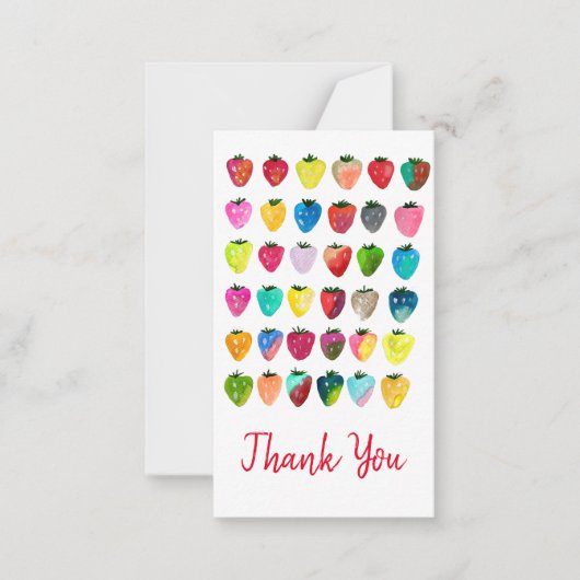 Aardbeienzoetheid waterverf schattige vruchten notitiekaartje (Voorkant)