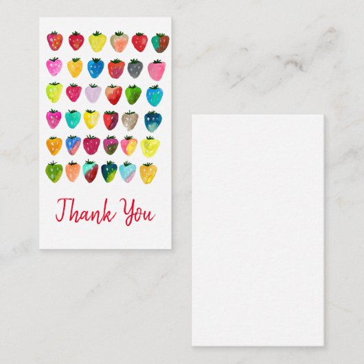 Aardbeienzoetheid waterverf schattige vruchten notitiekaartje (Voorkant / Achterkant)