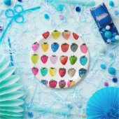 Aardbeienzoetheid waterverf schattige vruchten papieren bordje (Feest)