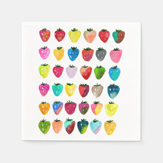 Aardbeienzoetheid waterverf schattige vruchten servet (Voorkant)