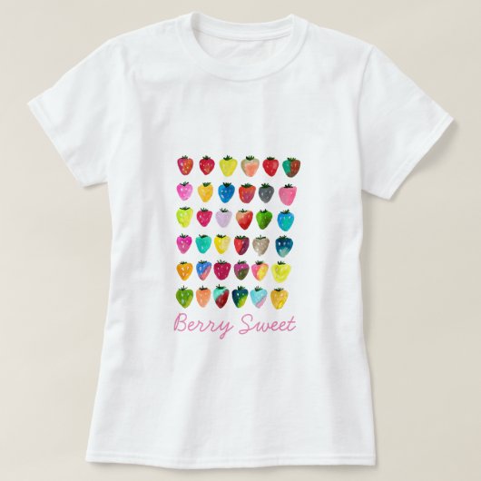 Aardbeienzoetheid waterverf schattige vruchten t-shirt (Design voorkant)