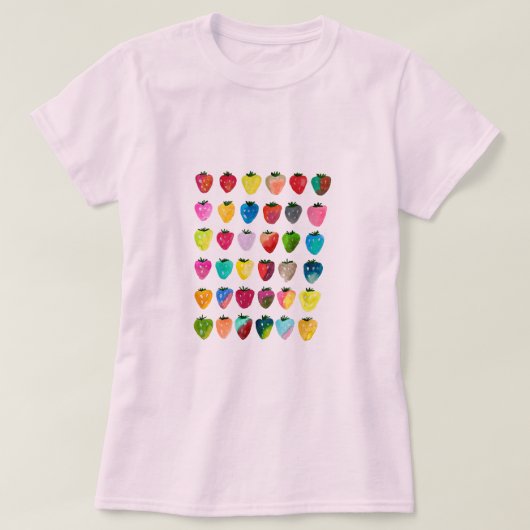 Aardbeienzoetheid waterverf schattige vruchten t-shirt (Design voorkant)