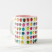 Aardbeienzoetheid waterverf schattige vruchten tweekleurige koffiemok (Voorkant links)