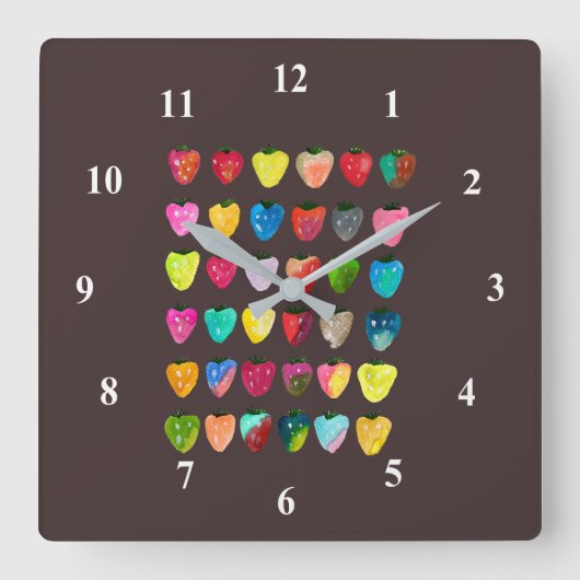 Aardbeienzoetheid waterverf schattige vruchten vierkante klok (Voorkant)