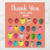 Aardbeienzoetheid waterverf schattige vruchten wijn etiket (Enkel label)