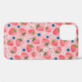 Aardbeienzomer, cartoon meisjesachtergrond. Case-Mate iPhone case (Achterkant (horizontaal))