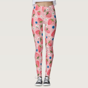 Aardbeienzomer, cartoon meisjesachtergrond. leggings