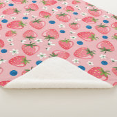 Aardbeienzomer, cartoon meisjesachtergrond. sherpa deken (3/4)