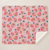 Aardbeienzomer, cartoon meisjesachtergrond. sherpa deken (Voorkant (horizontaal))