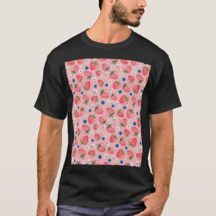 Aardbeienzomer, cartoon meisjesachtergrond. t-shirt
