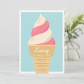 Aardbeienzwirl Ice Cream Birthday Kaart (Staand voorkant)