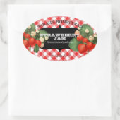 aardbeietiket Vruchtenreservaat Gingham Ovale Sticker (Tas)