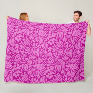Aardbeifantasie in roze fleece deken