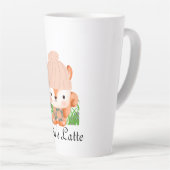 Aardbeige stekelstaart met bloemen latte beker latte mok (Rechterhoek)
