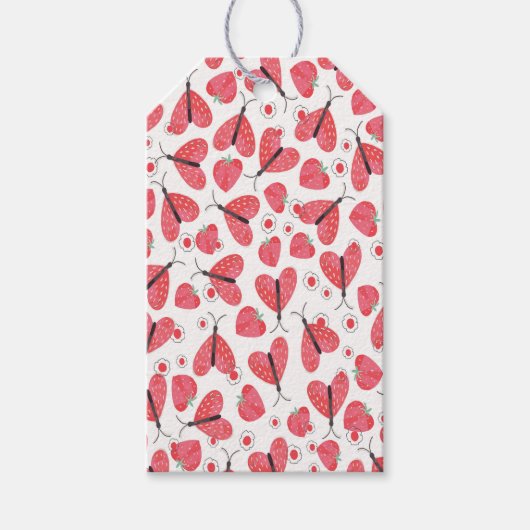 Aardbeihartvlinders, Aardbeien Cadeaulabel (Voorkant)