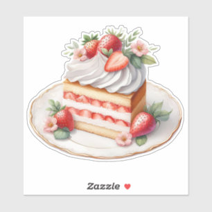 Aardbeilaagcake sticker Mooie dessert