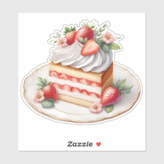 Aardbeilaagcake sticker | Mooie dessert
