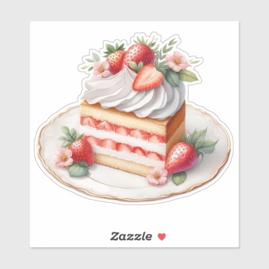 Aardbeilaagcake sticker | Mooie dessert (Vel)