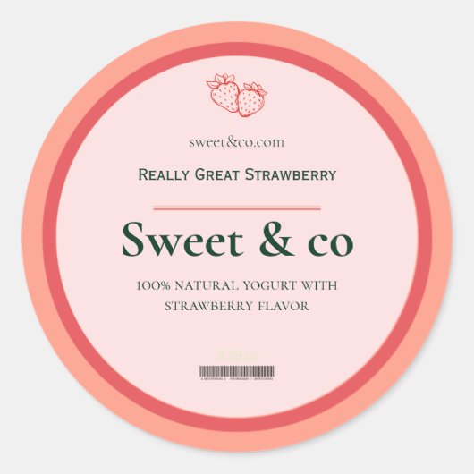 Aardbeiletiketten, Wecketiketten, Lichaamsboterlab Ronde Sticker (Voorkant)