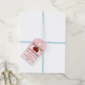 Aardbeimeisje Roze Verjaardag Hartelijk Dank Cadeaulabel (Met Touw)