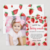 Aardbeimeisje Verjaardag Aardbei Veel Dank Kaart (Voorkant / Achterkant)
